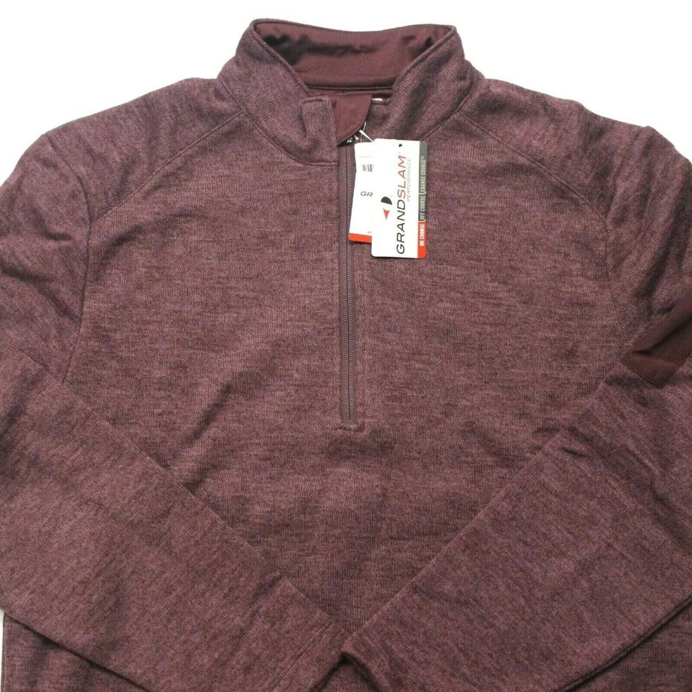 Grand Slam 1/4 Zip Golf Fleece Pullover - Fig - M - Picture 2 of 4